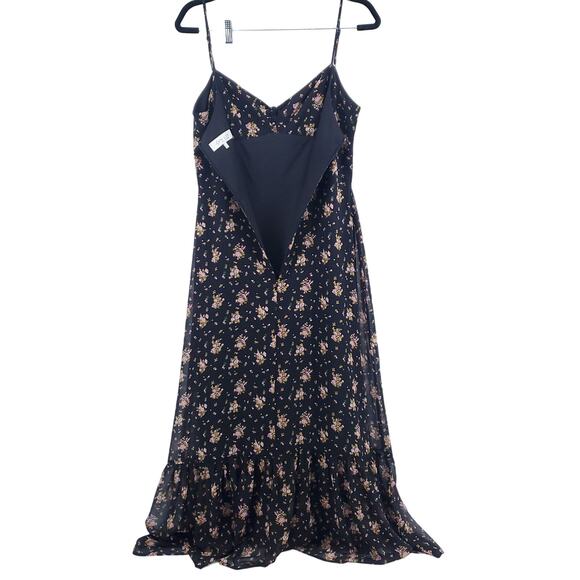 WAYF Retro Coq Y2k Babydoll Slip Dress Chiffon Floral TieKnot Lined Ruffle Hem M - Picture 8 of 16